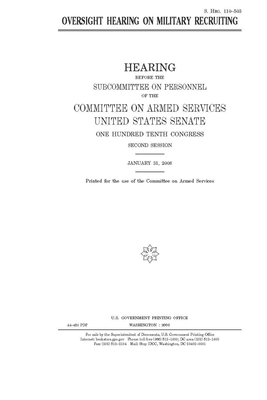 Oversight hearing on military recruiting by Committee on Armed Services (senate), United States Congress, United States Senate