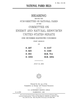 National parks bills by United States Congress, United States Senate, Committee on Energy and Natura (senate)