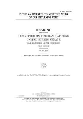 Is the VA prepared to meet the needs of our returning vets? by United States Congress, United States Senate, Committee On Veterans (senate)