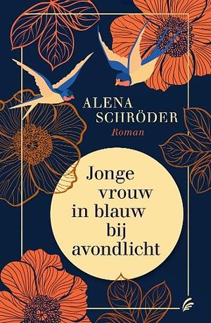 Jonge vrouw in blauw bij avondlicht by Alena Schröder