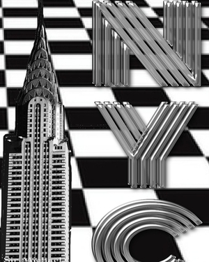 checker board New York City Chrysler Building creative drawing journal by Michael, Michael Huhn