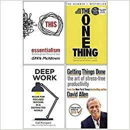 Essentialism, The One Thing, Deep Work, Getting Things Done 4 Books Collection Set by Cal Newport, David Allen, Greg McKeown, Gary Keller