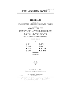 Miscellaneous public lands bills by United States Congress, United States Senate, Committee on Energy and Natura (senate)