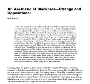 An Aesthetic of Blackness - Strange and Oppositional  by bell hooks