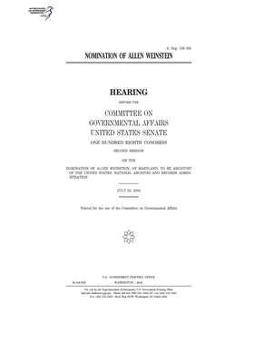 Nomination of Allen Weinstein by United States Congress, United States Senate, Committee on Governmental Affa (senate)