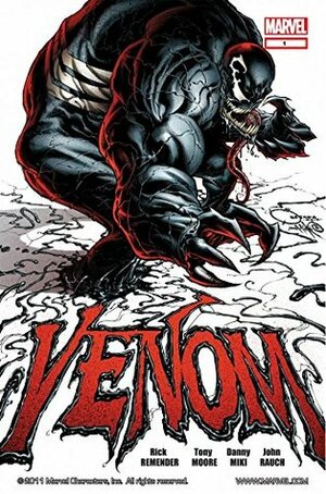 Venom (2011-2013) #1 by John Rauch, Fabio d'Auria, Pepe Larraz, Lan Medina, Patrick Zircher, Sandu Florea, Chris Sotomayor, Kim Jacinto, Mike McKone, Jorge Coelho, André Coelho, Rick Ketcham, Marco Checchetto, Tom Fowler, Rob Schwager, Karl Kesel, Rick Remender, Kev Walker, Cullen Bunn, Terry Pallot, Tess Fowler, Jeff Parker, Val Staples, Joe Quesada, Walden Wong, Marte Gracia, Crimelab Studios, Nelson DeCastro, Declan Shalvey, Lee Garbett, Tony Moore, Rob Williams, Lee Loughridge, Stefano Caselli, Sana Takeda, Thony Silas, Joe Quiñones, Mike Deodato Jr., Joe Caramagna, Julian Tedesco, Frank Martin Jr.