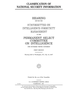 Classification of national security information by Permanent Select Committee on I (house), United S. Congress, United States House of Representatives