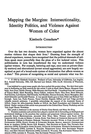 Mapping the Margins: Intersectionality, Identity Politics, and Violence Against Women of Color by Kimberlé Crenshaw