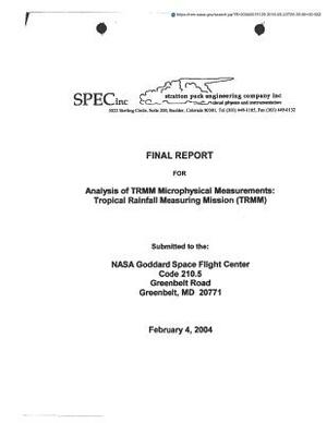 Analysis of Trmm Microphysical Measurements: Tropical Rainfall Measuring Mission (Trmm) by National Aeronautics and Space Adm Nasa