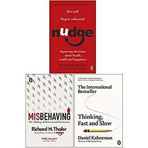 Nudge, Misbehaving, Thinking, Fast and Slow 3 Books Collection Set by Daniel Kahneman, Cass R. Sunstein, Richard H. Thaler