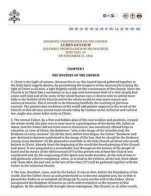 Lumen Gentium: Dogmatic Constitution on the Church by Vatican Council