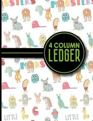 4 Column Ledger: Ledger Books, Accounting Ledger Sheets, General Ledger Accounting Book, Cute Monsters Cover, 8.5 x 11, 100 pages by Moito Publishing