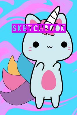 Sketchbook: Unicorn Cat Cute Kawaii Pink Blue Marble Design by Frasier Cheng-Binns