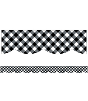 Woodland Whimsy Black & White Gingham Scalloped Borders by 