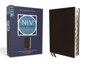 NIV Study Bible, Fully Revised Edition, Bonded Leather, Black, Red Letter, Thumb Indexed, Comfort Print by 