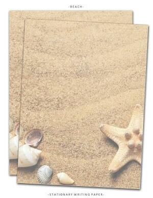 Beach Stationary Writing Paper: Letterhead Paper, 25 Sheets, Sand Seashells Themed for Writing, Flyers, Copying, Crafting, Invitations, Party, Office, by Very Stationary Paper