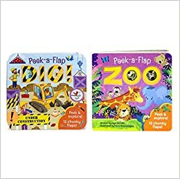 2 Pack Peek a Flap Board Books - Zoo and Dig by Cottage Door Press, Jaye Garnett