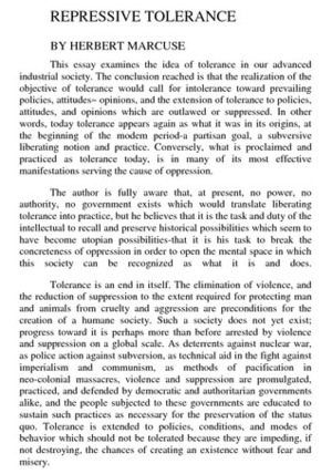 Repressive Tolerance by Herbert Marcuse