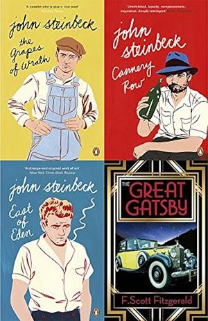 Grapes of Wrath, East of Eden, Cannery Row and Great Gatsby - 4 books collection set by F. Scott Fitzgerald, John Steinbeck