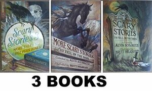 SCARY STORIES SET ( books 1-3 ) : 1. Scary Stories to tell in the Dark, 2. More Scary Stories, and 3. Scary Stories 3 by Alvin Schwartz, Brett Helquist
