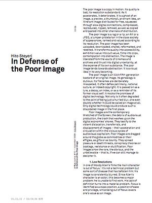 In Defense of the Poor Image by Hito Steyerl