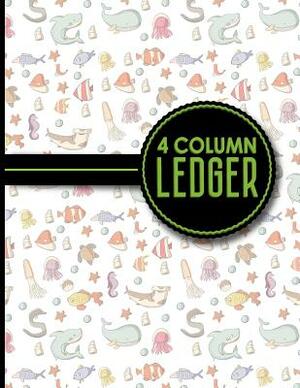 4 Column Ledger: Record Book, Accounting Note Pad, Ledger Books For Bills, Cute Sea Creature Cover, 8.5" x 11", 100 pages by Moito Publishing