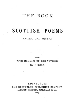 The Book of Scotish Poems Ancient and Modern by J. Ross