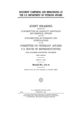 Document tampering and mishandling at the U.S. Department of Veterans Affairs by Committee On Veterans (house), United St Congress, United States House of Representatives