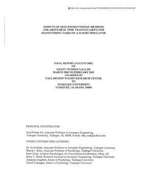 Effects of Self-Instructional Methods and Above Real Time Training (Artt) for Maneuvering Tasks on a Flight Simulator by National Aeronautics and Space Adm Nasa