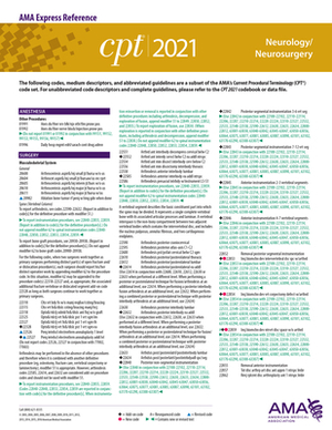 CPT 2021 Express Reference Coding Card: Neurology/Neurosurgery by American Medical Association