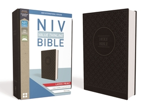 NIV, Value Thinline Bible, Large Print, Imitation Leather, Gray/Black by The Zondervan Corporation