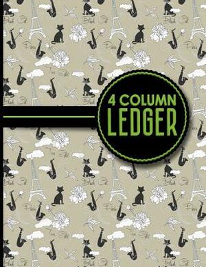 4 Column Ledger: Columnar Pad, Accounting Ledger Pad, Financial Ledger Book, Cute Paris & Music Cover, 8.5 x 11, 100 pages by Moito Publishing