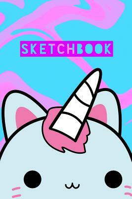 Sketchbook: Unicorn Cat Cute Kawaii Pink Blue Marble Design by Frasier Cheng-Binns