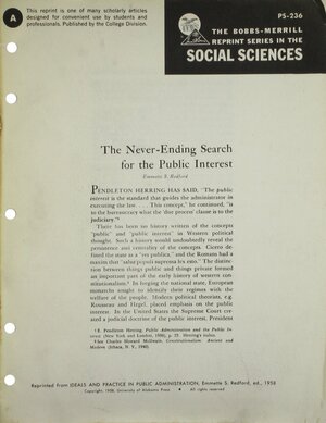 The Never-Ending Search for the Public Interest by Emmette S. Redford