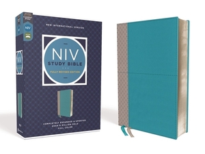NIV Study Bible, Fully Revised Edition, Leathersoft, Teal/Gray, Red Letter, Comfort Print by 