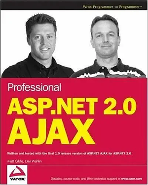 Professional ASP.NET 2.0 AJAX by Dan Wahlin, Matt Gibbs