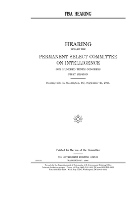 FISA hearing by Permanent Select Committee on I (house), United S. Congress, United States House of Representatives