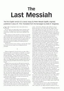 The Last Messiah by Peter Wessel Zapffe