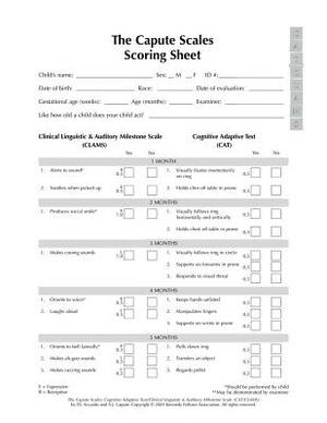 The Capute Scales Scoring Sheets by Anna Bennett, Pasquale Accardo, The Late Arnold Capute