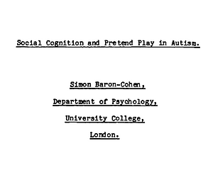 Social Cognition and Pretend Play in Autism by Simon Baron-Cohen