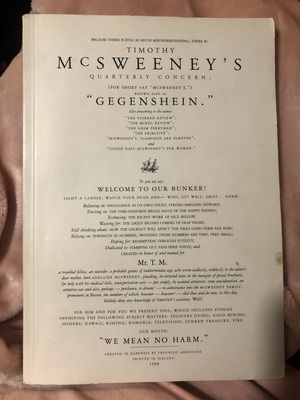 McSweeney's Issue #1 by David Eggers