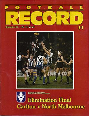 1985 Elimination Final Footy Record Carlton vs. North Melbourne by 