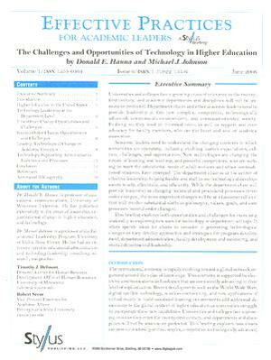 Effective Practices for Academic Leaders: The Challenges and Opportunities of Technology in Higher Education by Donald E. Hanna, Michael J. Johnson