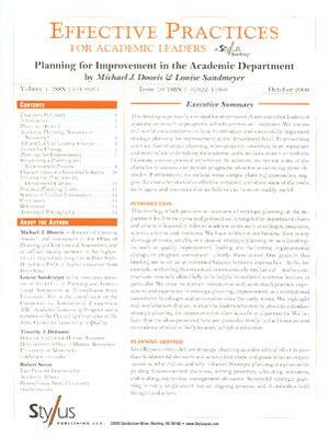 Effective Practices for Academic Leaders: Planning for Improvement in the Academic Department by Michael J. Dooris, Louise Sandmeyre