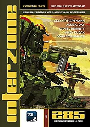 Interzone #285 by Daniel Bennett, Andy Hedgecock, Andy Dudak, Julie C. Day, Gregor Hartmann, John Possidente, Aliya Whiteley, Andy Cox, Nick Lowe, Anne Charnock