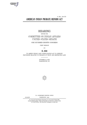 American Indian Probate Reform Act by United States Congress, United States Senate, Committee On Indian Affairs (senate)