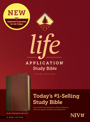 NIV Life Application Study Bible, Third Edition (Red Letter, Leatherlike, Brown/Mahogany) by 