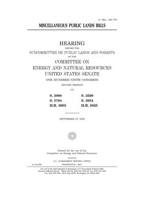 Miscellaneous public lands bills by United States Congress, United States Senate, Committee on Energy and Natura (senate)