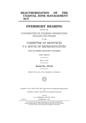 Reauthorization of the Coastal Zone Management Act by Committee on Resources (house), United States House of Representatives, United States Congress