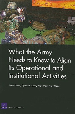 What the Army Needs to Know to Align Its Operational and Institutional Activities by Cynthia R. Cook, Frank Camm, Ralph Masi